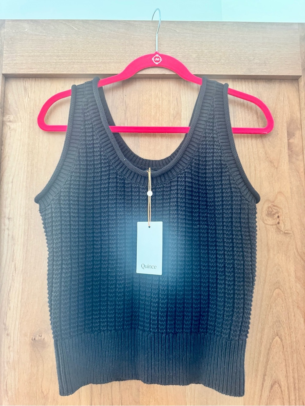 Quince 100% Organic Cotton Waffle Cropped Sweater Tank - Picture 3 of 4
